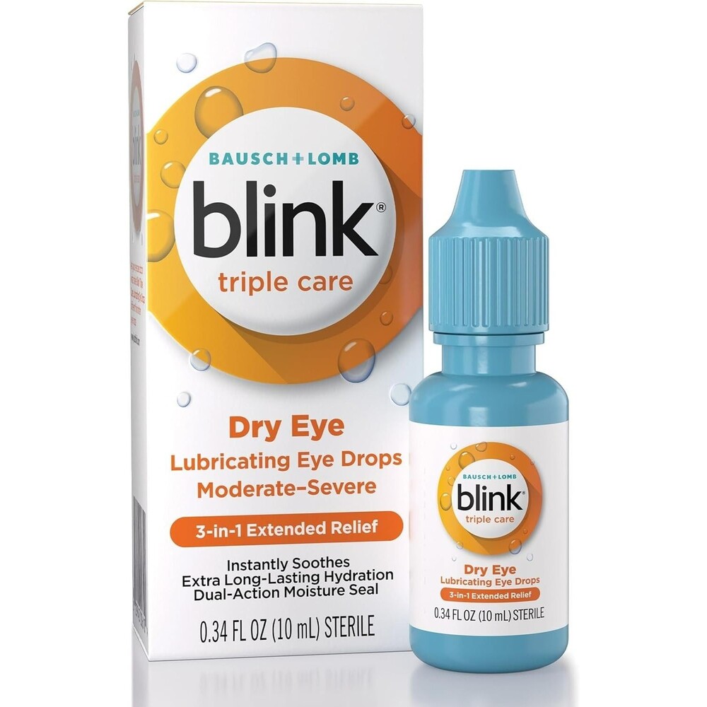 Blink Triple Care Dry Eye Drops Lubricating Moderate Severe Dry Eyes 0.34oz